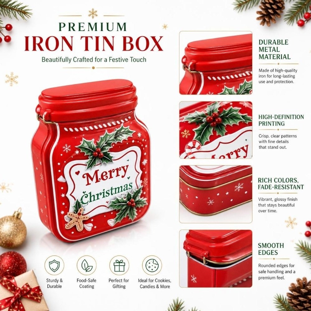 Taşınabilir Metal Noel Teneke  - Tin Container Lid incelemesi ve fiyatı